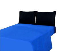 Load image into Gallery viewer, Tache Cotton Deep Blue and Black Bed Sheet set (BS4PC-BB)