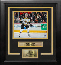 Load image into Gallery viewer, Zdeno Chara in Action Boston Bruins 8" x 10" Framed Hockey Photo with Engraved Autograph