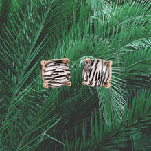 Load image into Gallery viewer, Zebra Stripes Square Stud Earrings