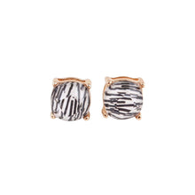 Load image into Gallery viewer, Zebra Stripes Square Stud Earrings