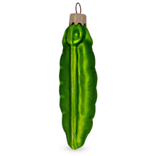 Load image into Gallery viewer, Green Pea Pod Glass Christmas Ornament