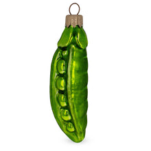 Load image into Gallery viewer, Green Pea Pod Glass Christmas Ornament