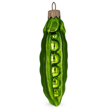 Load image into Gallery viewer, Green Pea Pod Glass Christmas Ornament