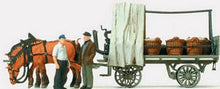 Load image into Gallery viewer, Preiser 30449 HO Scale Working People -- Farm Wagon w/Horses &amp; Figures