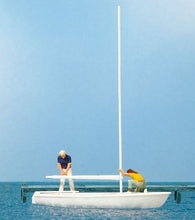 Load image into Gallery viewer, Preiser 10680 HO Scale Korsar Sailboat w/Sailors Unrigging the Sails