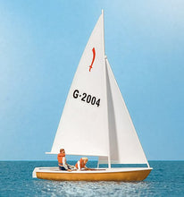 Load image into Gallery viewer, Preiser 10681 HO Scale Korsar Sailboat w/4 Sailors -- Sails Up