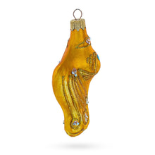 Load image into Gallery viewer, Gold Fish with Red Lips and Blue Eyes Glass Christmas Ornament