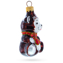 Load image into Gallery viewer, Teddy Bear with Red Bow Glass Christmas Ornament