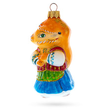 Load image into Gallery viewer, Fox in Folk Embroidered Costume Glass Christmas Ornament