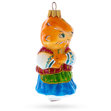 Load image into Gallery viewer, Fox in Folk Embroidered Costume Glass Christmas Ornament