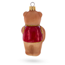 Load image into Gallery viewer, Brown Bear with Red Vest Glass Christmas Ornament