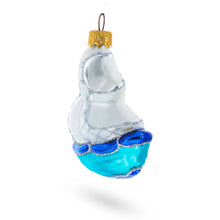 Load image into Gallery viewer, Sailing Ship with White Sails and Blue Hull Glass Christmas Ornament