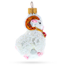 Load image into Gallery viewer, White Ram with Red Bell Glass Christmas Ornament