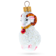 Load image into Gallery viewer, White Ram with Red Bell Glass Christmas Ornament