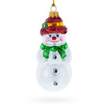 Load image into Gallery viewer, Snowman With Black Buttons and Red Nose Glass Christmas Ornament