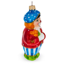 Load image into Gallery viewer, Circus Clown Holding Flowers Glass Christmas Ornament