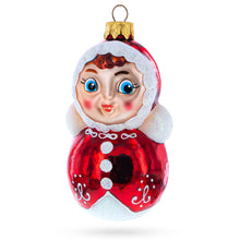 Load image into Gallery viewer, Roly-Poly Doll with Blue Eyes Glass Christmas Ornament