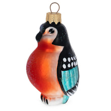 Load image into Gallery viewer, Bullfinch Bird Glass Christmas Ornament