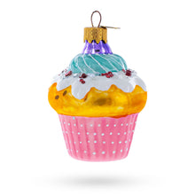 Load image into Gallery viewer, Cupcake Covered with Icing Glass Christmas Ornament