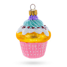 Load image into Gallery viewer, Cupcake Covered with Icing Glass Christmas Ornament