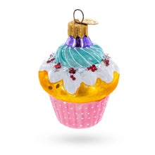 Load image into Gallery viewer, Cupcake Covered with Icing Glass Christmas Ornament