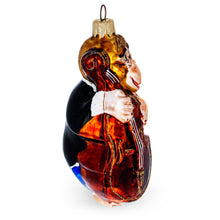 Load image into Gallery viewer, Musician Monkey Playing Cello Glass Christmas Ornament