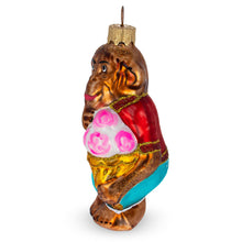 Load image into Gallery viewer, Monkey with Ice Cream Glass Christmas Ornament