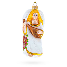 Load image into Gallery viewer, Guardian Angel Playing Mandolin Glass Christmas Ornament