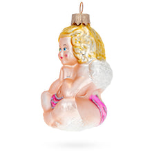 Load image into Gallery viewer, Cherub Angel in Prayer Glass Christmas Ornament