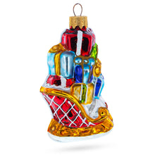 Load image into Gallery viewer, Santa’s Sleigh Full of Gifts Glass Christmas Ornament