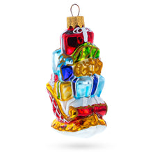 Load image into Gallery viewer, Santa’s Sleigh Full of Gifts Glass Christmas Ornament