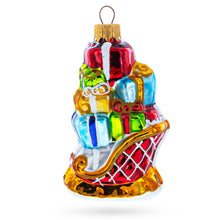 Load image into Gallery viewer, Santa’s Sleigh Full of Gifts Glass Christmas Ornament