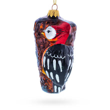 Load image into Gallery viewer, Red Headed Woodpecker Perched On Bark Glass Christmas Ornament