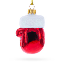 Load image into Gallery viewer, Red Mitten with Snowman Glass Christmas Ornament