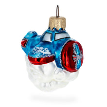 Load image into Gallery viewer, Tractor Style Aircraft Flying Above Clouds Mini Glass Christmas Ornament
