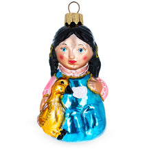 Load image into Gallery viewer, Girl Hugging Yellow Duck Glass Christmas Ornament