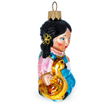 Load image into Gallery viewer, Girl Hugging Yellow Duck Glass Christmas Ornament