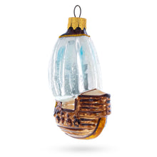 Load image into Gallery viewer, Wooden Sailboat with Billowing White Sails Glass Christmas Ornament