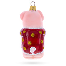 Load image into Gallery viewer, Piglet in Polka Dot Outfit Glass Christmas Ornament