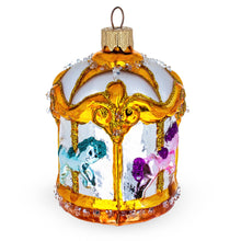 Load image into Gallery viewer, Golden Carousel Glass Christmas Ornament