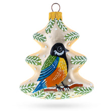 Load image into Gallery viewer, Winter Pine Tree with Songbird Glass Christmas Ornament