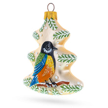 Load image into Gallery viewer, Winter Pine Tree with Songbird Glass Christmas Ornament