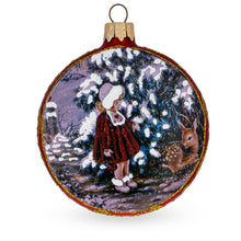 Load image into Gallery viewer, Vintage Style Girl and the Deer Decoupage Glass Christmas Ornament