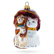 Load image into Gallery viewer, Best Friends Cat and Dog Under Umbrella Glass Christmas Ornament
