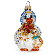Load image into Gallery viewer, Mother Goose with Ducklings Glass Christmas Ornament
