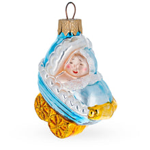 Load image into Gallery viewer, Newborn Baby Boy in a Stroller Glass Christmas Ornament