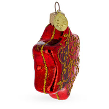 Load image into Gallery viewer, Glossy Red Hexagon with Golden Pattern Glass Christmas Ornament