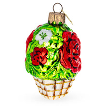 Load image into Gallery viewer, Red Flowers in White Basket Glass Christmas Ornament