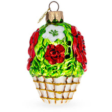 Load image into Gallery viewer, Red Flowers in White Basket Glass Christmas Ornament