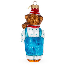 Load image into Gallery viewer, Father Bear with Cubs in Traditional Dress Glass Christmas Ornament